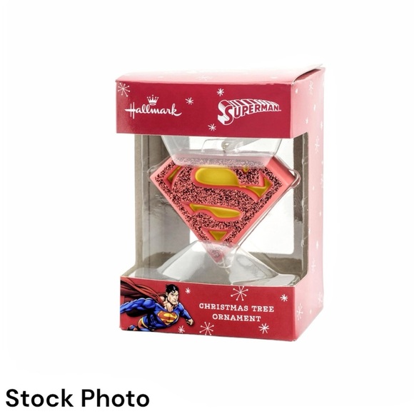 NIB Hallmark DC Comics Superman Logo 3-D Christmas Glitter Ornament - Picture 2 of 7